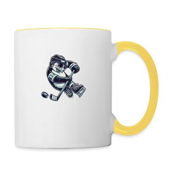 Eishockey Pinguin - Tasse zweifarbig - Weiß/Gelb - Rechts