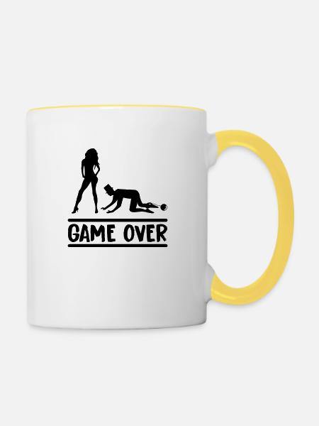 ehepaar game over - Tasse zweifarbig - Weiß/Gelb