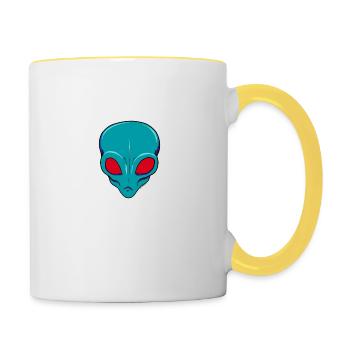 Außerirdischer - Tasse zweifarbig - Weiß/Gelb - Rechts