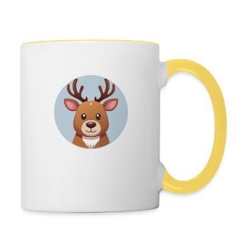 Süßes Rentier - Tasse zweifarbig - Weiß/Gelb - Rechts