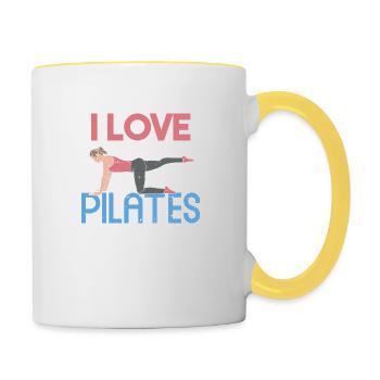 J’adore le Pilates Gift - Mug contrasté - blanc/jaune - Droite
