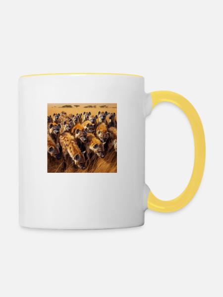Hyänen in der Savanne - Tasse zweifarbig - Weiß/Gelb