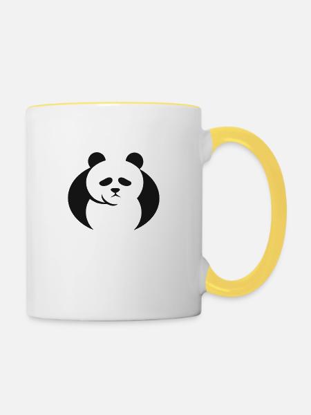 Pandabär - Tasse zweifarbig - Weiß/Gelb