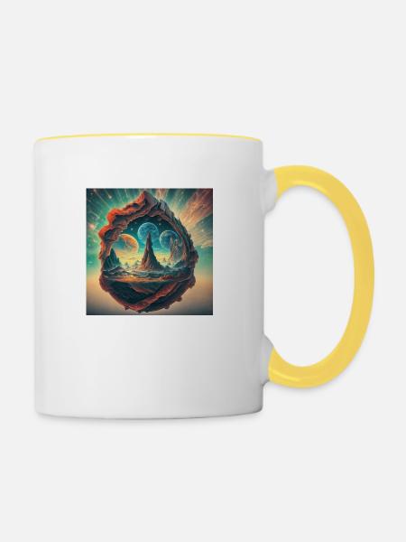 Magisches Portal - Tasse zweifarbig - Weiß/Gelb