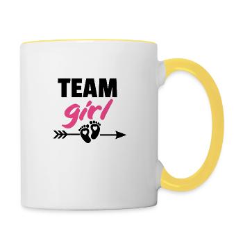 Team Girl,Baby Pregnancy Announcement - Contrasting Mug - white/yellow - Right