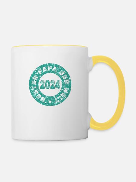Papa 2024 - Tasse zweifarbig - Weiß/Gelb