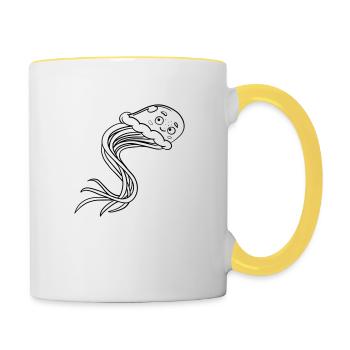 Cute Jellyfish, Coloring Page for Children's Clothing - Contrasting Mug - white/yellow - Right