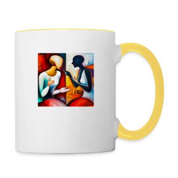 dialogue, les jeux auxquels les gens jouent, freemasters PP6 - Mug contrasté - blanc/jaune - Droite