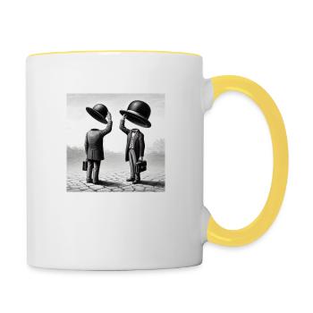 Ravi de vous rencontrer! , (maîtres libres) - Mug contrasté - blanc/jaune - Droite
