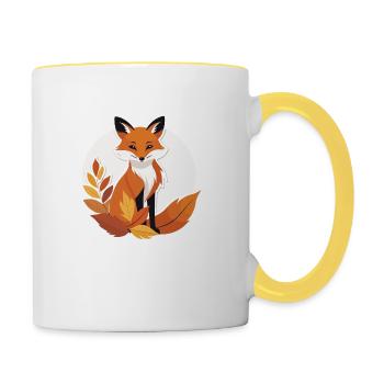 Fox in Autumn #8 - Contrasting Mug - white/yellow - Right