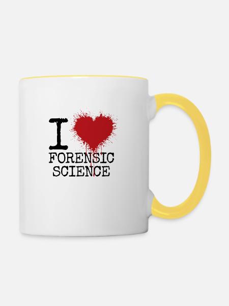 Ich liebe Forensik - Tasse zweifarbig - Weiß/Gelb