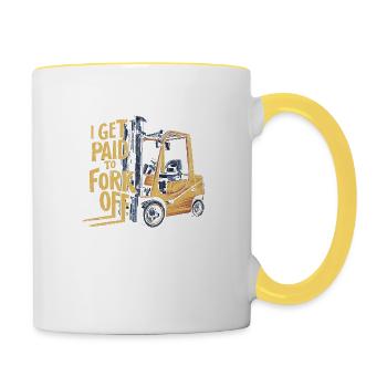 Je suis payé pour le forking ! - Mug contrasté - blanc/jaune - Droite