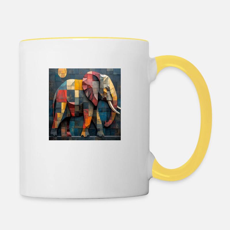Elefant - Tasse zweifarbig - Weiß/Gelb
