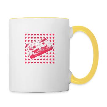 Kids from the 90s - dot red dot - Tasse zweifarbig - Weiß/Gelb - Rechts