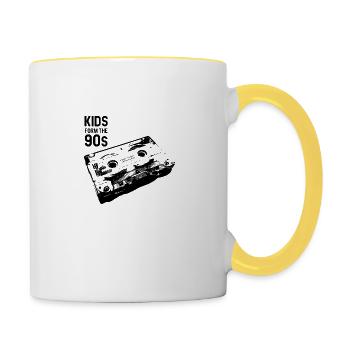 Kids from the 90s - black look - Tasse zweifarbig - Weiß/Gelb - Rechts
