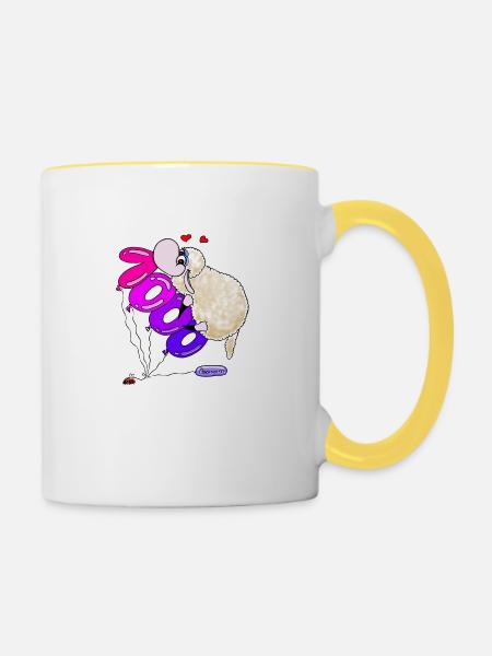 Wolly Sheepling 1000 Abonnenten - Tasse zweifarbig - Weiß/Gelb