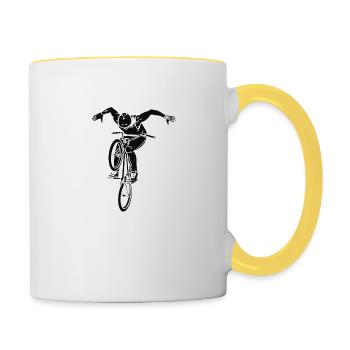 Bmx MTB Bike - Tasse zweifarbig - Weiß/Gelb - Rechts