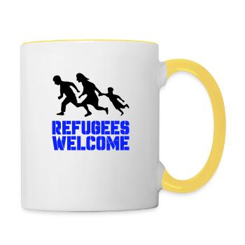 Refugees Welcome - Contrasting Mug - white/yellow - Right