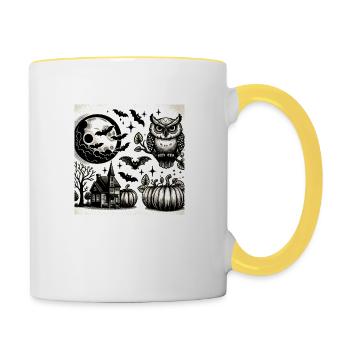 Halloween Design - Tasse zweifarbig - Weiß/Gelb - Rechts