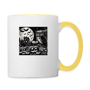 Halloween Design - Tasse zweifarbig - Weiß/Gelb - Rechts