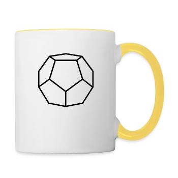 schwarzer Dodekaeder - Tasse zweifarbig - Weiß/Gelb - Rechts