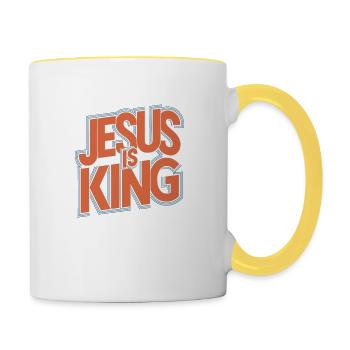 Jesus ist König - Tasse zweifarbig - Weiß/Gelb - Rechts