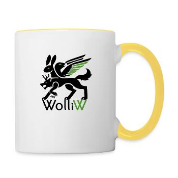 WolliW - Wolli Wolpertinger from Bavaria - Contrasting Mug - white/yellow - Right
