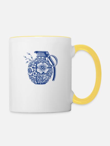 Blumen Granate - Tasse zweifarbig - Weiß/Gelb