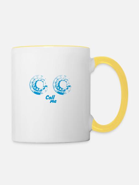 Telefon Romantic - version blau - Tasse zweifarbig - Weiß/Gelb
