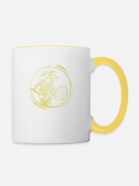 Tennis Spielerin - Tasse zweifarbig - Weiß/Gelb