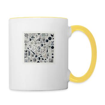 Geometrisches Muster - Tasse zweifarbig - Weiß/Gelb - Rechts
