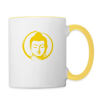 Buddha - Tasse zweifarbig - Weiß/Gelb - Rechts