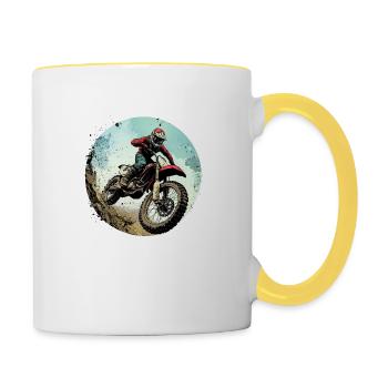 Motocross : aventure et adrénaline au plus haut niveau - Mug contrasté - blanc/jaune - Droite
