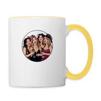 Les copines célèbrent la vie ensemble - Mug contrasté - blanc/jaune - Droite