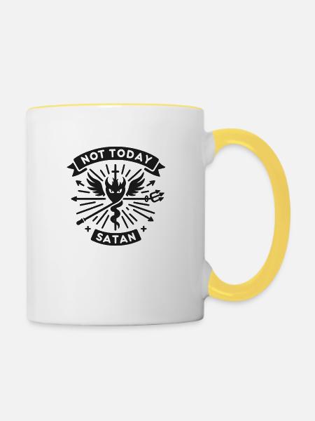 Nicht heute Satan - Tasse zweifarbig - Weiß/Gelb