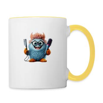 Fusselchen "Friseur" - Tasse zweifarbig - Weiß/Gelb - Rechts