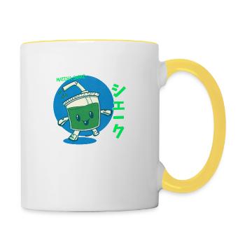 Vintage Kawaii Matcha Shake Cutie - Tasse zweifarbig - Weiß/Gelb - Rechts
