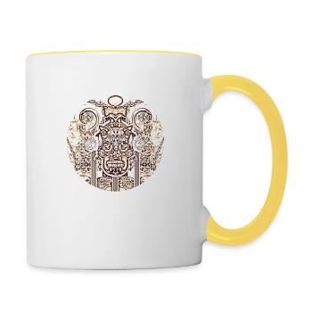 skull circle 2 - Contrasting Mug - white/yellow - Right
