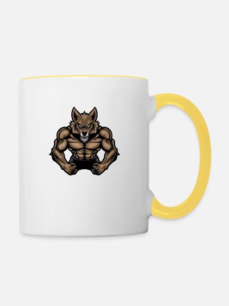 Wolf Werwolf - Tasse zweifarbig - Weiß/Gelb