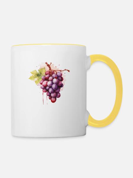 Weintrauben - Tasse zweifarbig - Weiß/Gelb