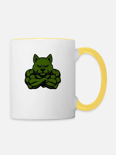 dog comic fit - Tasse zweifarbig - Weiß/Gelb