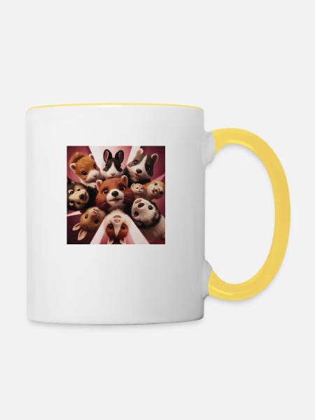 Tierchen - Tasse zweifarbig - Weiß/Gelb