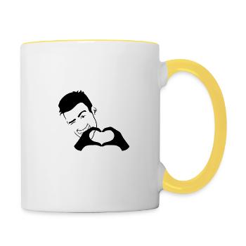 Handherz - Tasse zweifarbig - Weiß/Gelb - Rechts