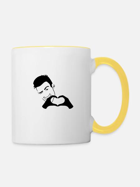Handherz - Tasse zweifarbig - Weiß/Gelb