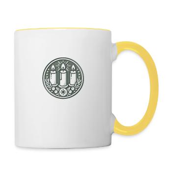 Kerzenblumenkranz - Tasse zweifarbig - Weiß/Gelb - Rechts