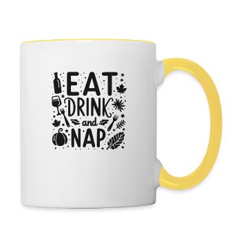 Eat Drink and Nap - Contrasting Mug - white/yellow - Right