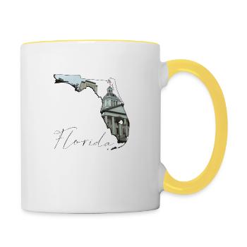 Capitole de l’État de Floride en Floride Carte FL - Mug contrasté - blanc/jaune - Droite