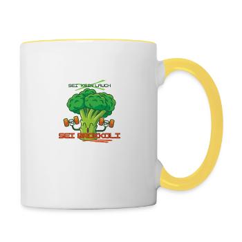 Lifting Brokkoli - Sei kein Lauch - Tasse zweifarbig - Weiß/Gelb - Rechts
