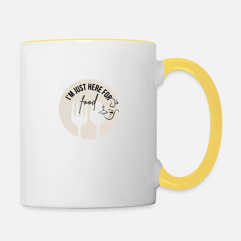 Here for Food - Minimalist Design - Contrasting Mug - white/yellow