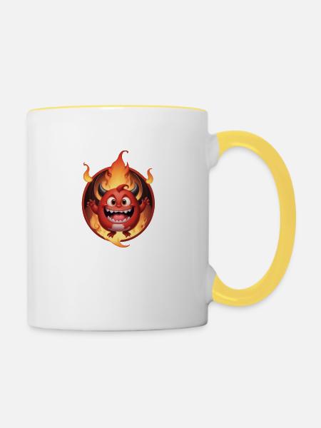 Teufelchen - Tasse zweifarbig - Weiß/Gelb